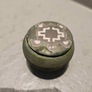 Signed Iridescent Pottery Jar 1"